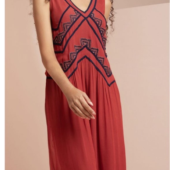 Anthropologie Vajor Mahogany Embriodered Jumpsuit - Picture 3 of 7